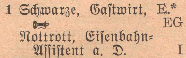 Adressbuch 1930, Zerbster Straße 1 / Gastwirtschaft Schwarze