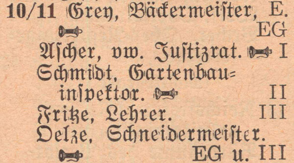 Adressbuch 1930, Zerbster Straße 10 und 11 / Bäckerei Grey