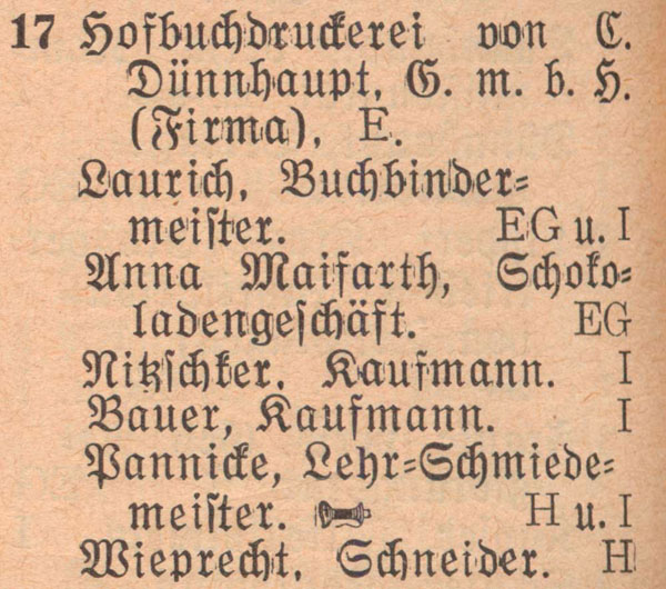 Adressbuch 1930, Zerbster Straße 17