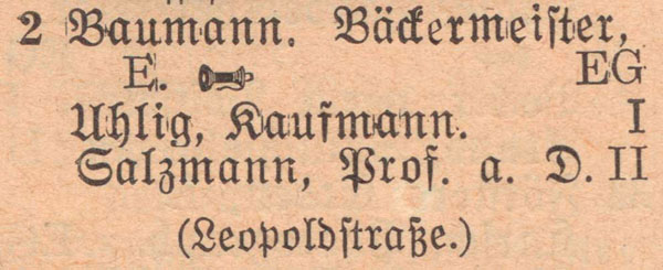 Adressbuch 1930, Zerbster Straße 2 / Bäckerei und Konditorei Baumann
