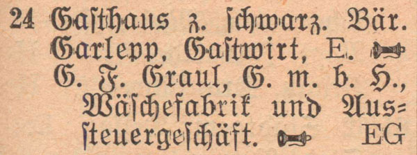 Adressbuch 1930, Zerbster Straße 24 / Gasthof »Zum Schwarzen Bär«