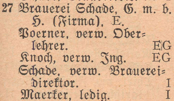 Adressbuch 1930, Zerbster Straße 27