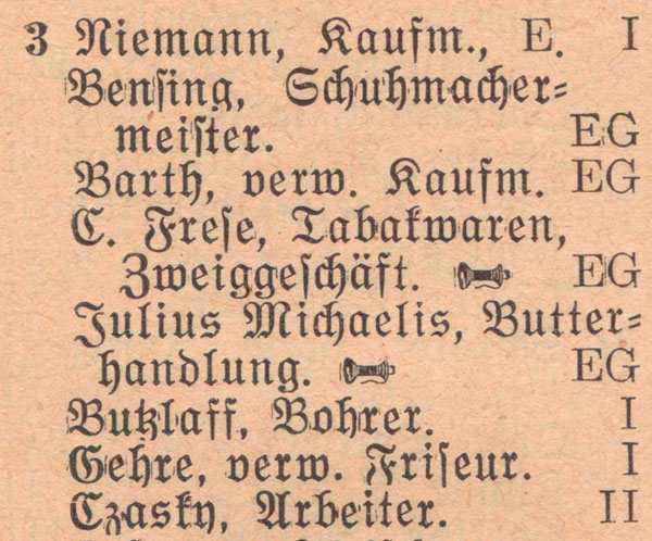 Adressbuch 1930, Zerbster Straße 3 / Bäckerei und Konditorei Baumann