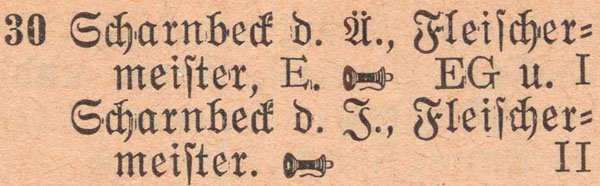 Adressbuch 1930, Zerbster Straße 30 / Fleischerei Scharnbeck
