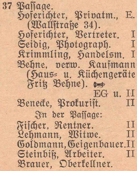 Adressbuch 1930, Zerbster Straße 37 / Passage