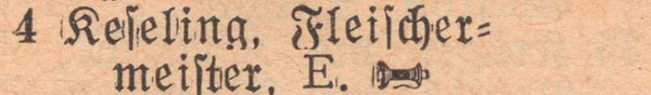 Adressbuch 1930, Zerbster Straße 4 / Fleischerei Keseling