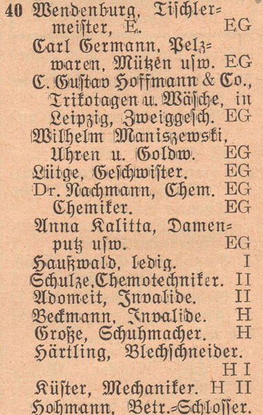 Adressbuch 1930, Zerbster Straße 40 / Haus Börstel