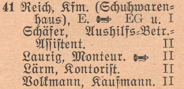 Adressbuch 1930, Zerbster Straße 41 / Gasthaus »Goldener Ring«, Schuhwarenhaus Meyer Reich