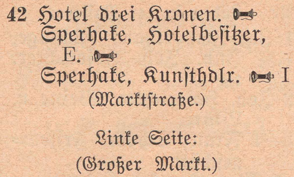 Adressbuch 1930, Zerbster Straße 42 / Gasthaus »Drei Kronen«