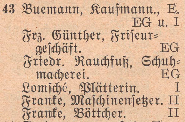 Adressbuch 1930, Zerbster Straße 43