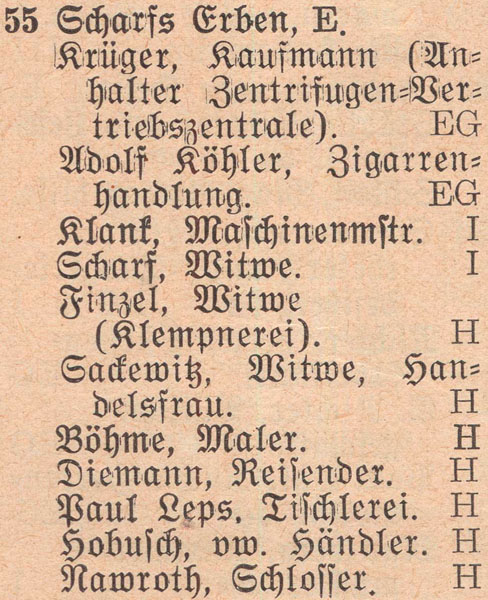 Adressbuch 1930, Zerbster Straße 55