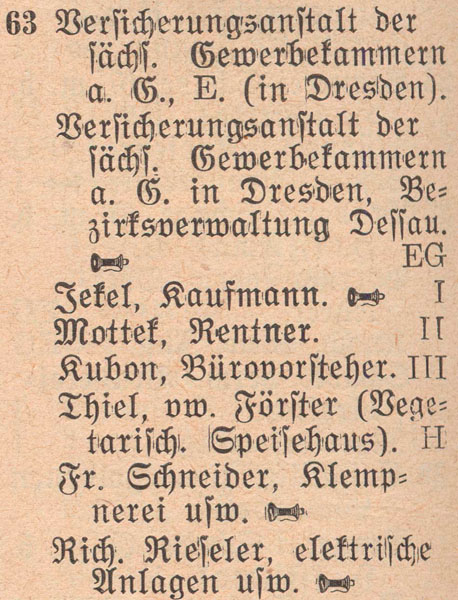 Adressbuch 1930, Zerbster Straße 63