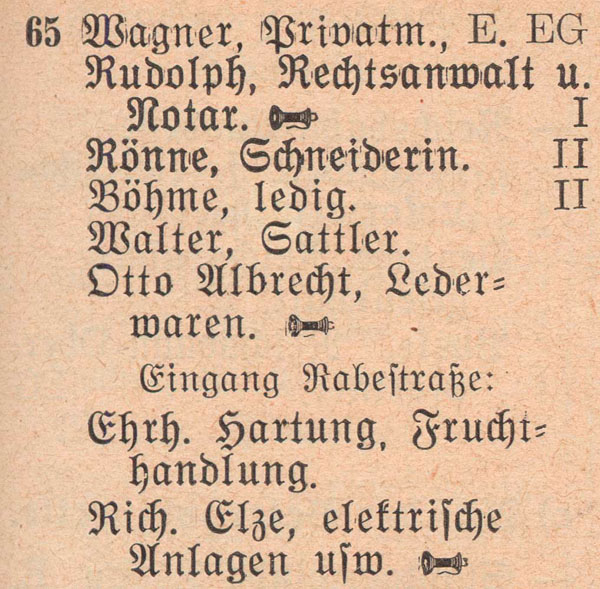 Adressbuch 1930, Zerbster Straße 65